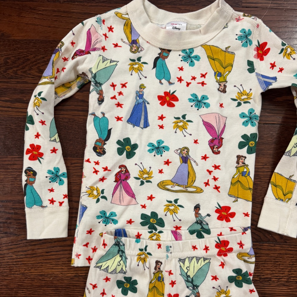 Hanna Andersson Disney Princess Kids Long John Pajamas, Size 4 / 100